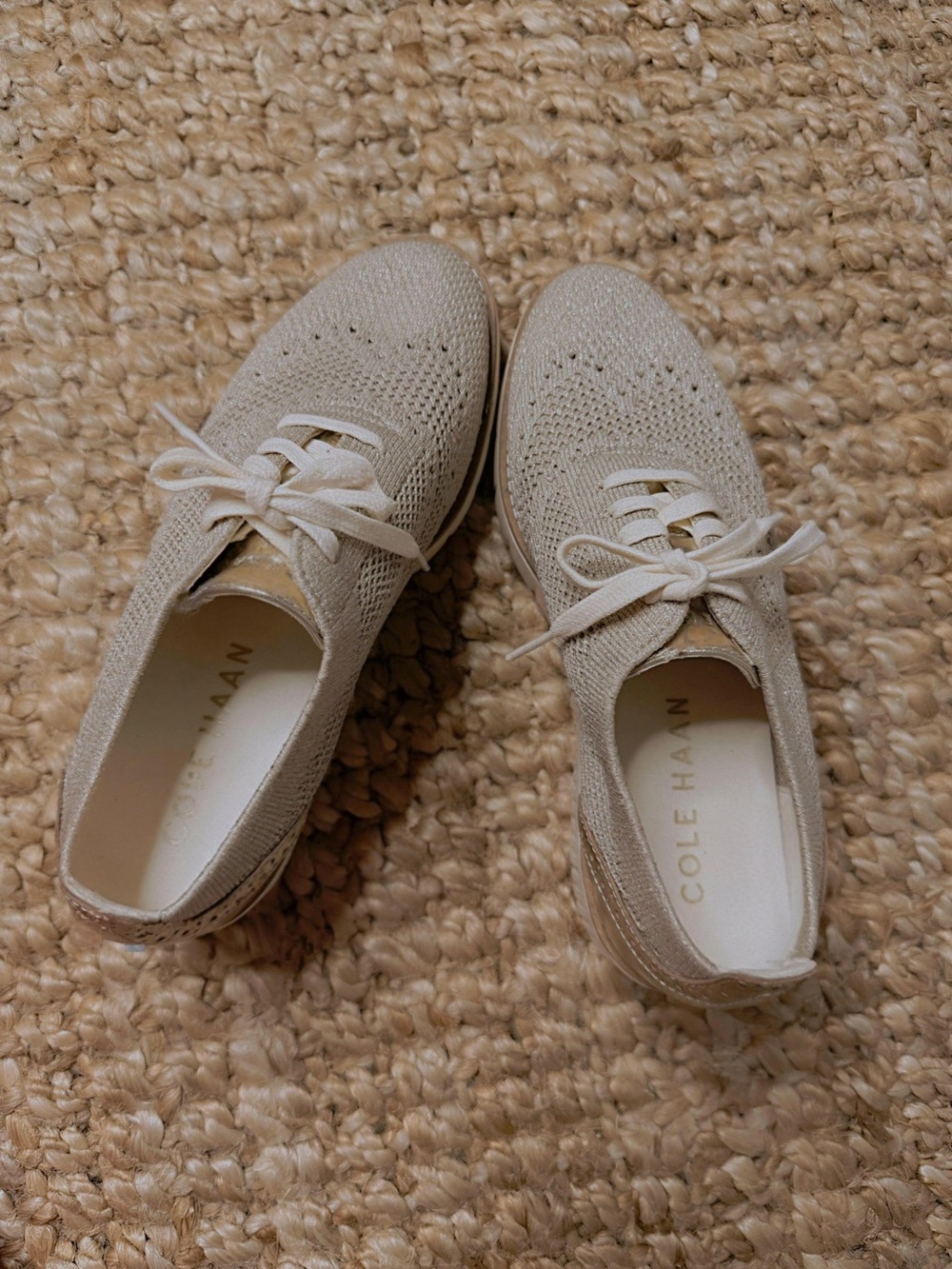 Cole Haan Grand City Platform Stitchlite Oxfords Rye Gold Metallic Sz 5 - Picture 5 of 11